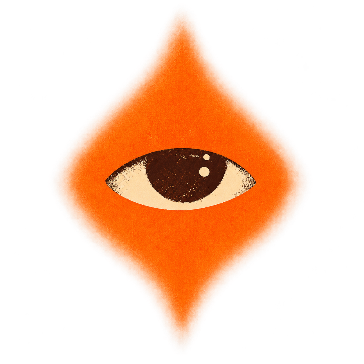 Stub logo: an orange diamond with a single eye at its centre.